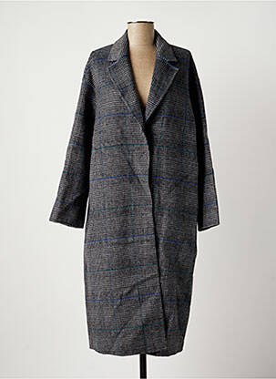 Manteau long fermeture pressionnée sans capuche gris LA FEE MARABOUTEE femme