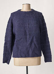 Pull finition bords-côtes manches longues bleu LA FEE MARABOUTEE femme