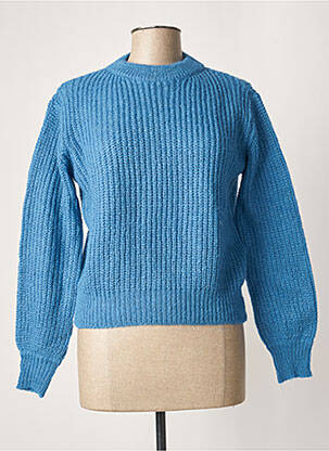 Pull finition bords-côtes manches longues bleu LA FEE MARABOUTEE femme