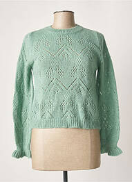 Pull maille ajourée manches longues vert LA FEE MARABOUTEE femme
