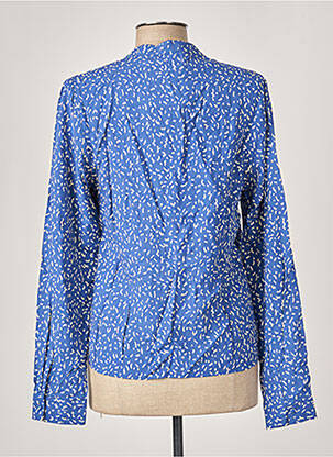 Chemisier col mao manches longues bleu LA FEE MARABOUTEE femme