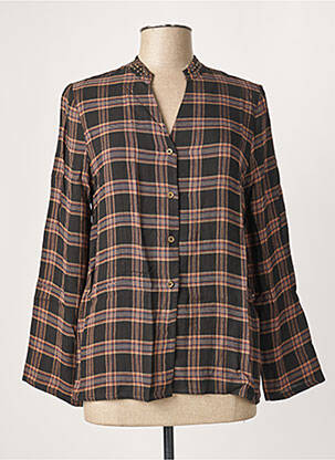 Chemisier coupe cintrée manches longues marron LA FEE MARABOUTEE femme