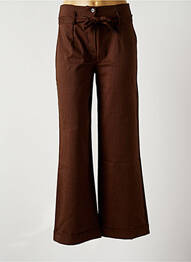 Pantalon large fermeture zippée sous rabat boutonné taille haute marron LA FEE MARABOUTEE femme