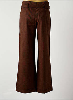 Pantalon large fermeture zippée sous rabat boutonné taille haute marron LA FEE MARABOUTEE femme