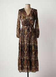 Robe longue manches longues manches longues marron LA FEE MARABOUTEE femme