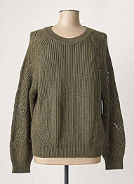 Pull finition bords-côtes manches longues vert LA FEE MARABOUTEE femme