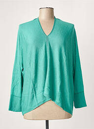 Pull finition bords-côtes manches longues vert LA FEE MARABOUTEE femme