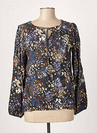 Blouse imprimé fleurs manches longues bleu LA FEE MARABOUTEE femme