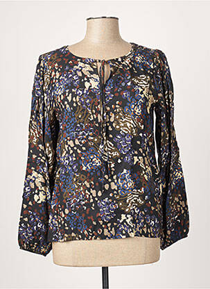 Blouse imprimé fleurs manches longues bleu LA FEE MARABOUTEE femme