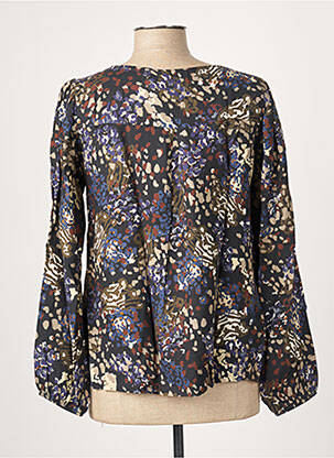 Blouse imprimé fleurs manches longues bleu LA FEE MARABOUTEE femme