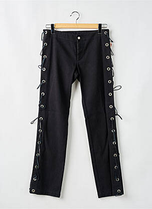 Pantalon slim fermeture zippée sous rabat boutonné noir JEAN PAUL GAULTIER femme