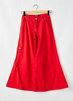 Pantalon flare fermeture zippée sous rabat boutonné rouge KILLAH femme
