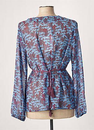 Blouse légère et transparente manches longues bleu LA FEE MARABOUTEE femme