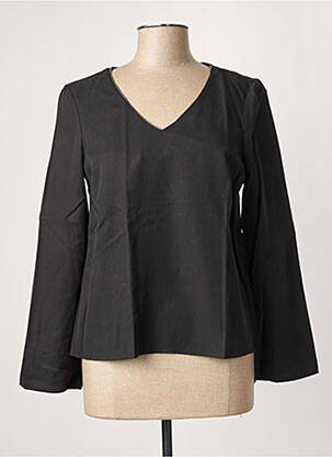 Blouse tissage popeline manches longues noir LA FEE MARABOUTEE femme