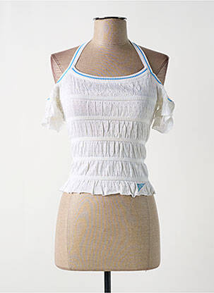 Pull maille ajourée manches courtes blanc DIESEL femme