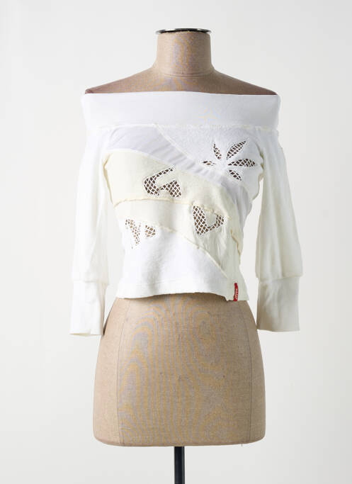 Top coupe cintrée manches 3/4 blanc MISS SIXTY femme