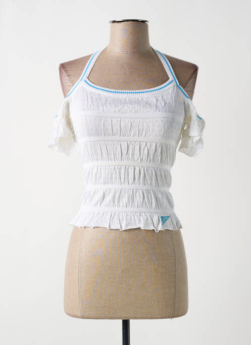 Pull maille ajourée manches courtes blanc DIESEL femme
