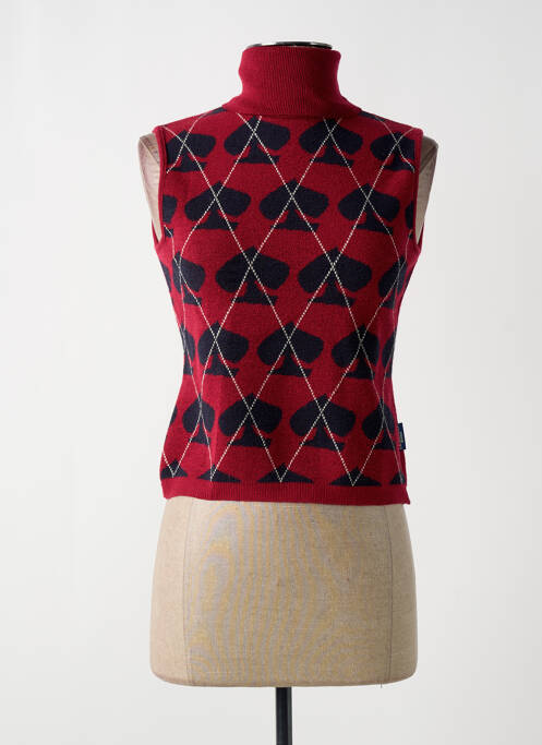 Pull col roulé stretch sans manche rouge KILLAH femme