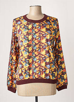 Blouse imprimé fleurs manches longues marron LA FEE MARABOUTEE femme