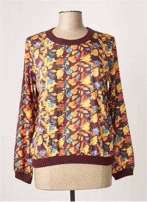 Blouse imprimé fleurs manches longues marron LA FEE MARABOUTEE femme