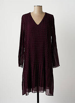 Robe mi-longue coupe fluide manches longues violet LA FEE MARABOUTEE femme