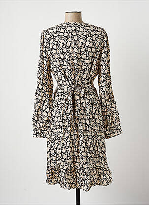 Robe mi-longue imprimé fleurs manches longues noir LA FEE MARABOUTEE femme