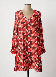 Robe mi-longue coupe fluide manches longues rose LA FEE MARABOUTEE femme