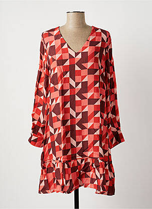 Robe mi-longue coupe fluide manches longues rose LA FEE MARABOUTEE femme