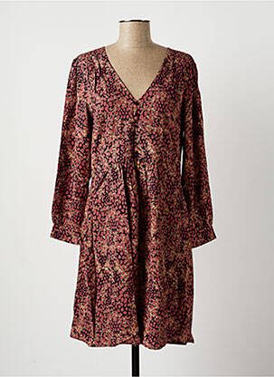 Robe mi-longue coupe fluide manches longues rose LA FEE MARABOUTEE femme