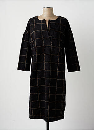 Robe mi-longue manches 3/4 manches 3/4 noir LA FEE MARABOUTEE femme