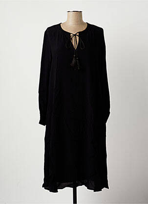 Robe mi-longue manches 3/4 manches 3/4 noir LA FEE MARABOUTEE femme