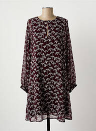 Robe mi-longue imprimé fantaisie manches longues violet LA FEE MARABOUTEE femme