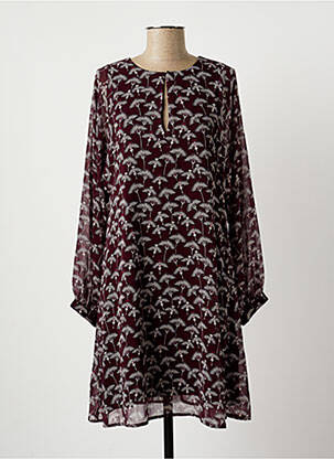 Robe mi-longue imprimé fantaisie manches longues violet LA FEE MARABOUTEE femme