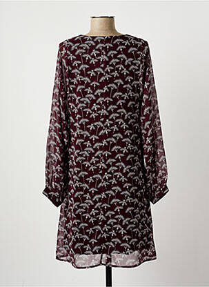Robe mi-longue imprimé fantaisie manches longues violet LA FEE MARABOUTEE femme