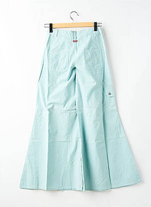 Pantalon flare fermeture zippée sous rabat boutonné taille haute bleu KILLAH femme