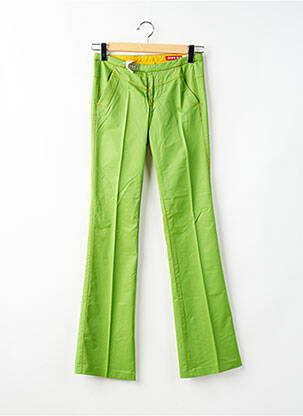 Pantalon flare fermeture zippée sous rabat avec crochet taille basse vert MISS SIXTY femme