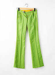 Pantalon flare fermeture zippée sous rabat avec crochet taille basse vert MISS SIXTY femme