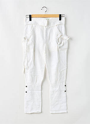 Pantalon 7/8 fermeture zippée sous rabat boutonné taille normale blanc KILLAH femme