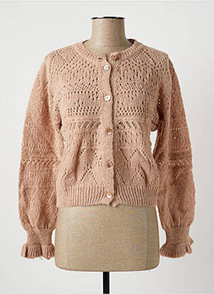 Gilet manches longues col rond beige LA FEE MARABOUTEE femme