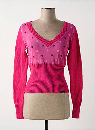 Pull col v manches longues rose KILLAH femme