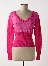 Pull col v manches longues rose KILLAH femme