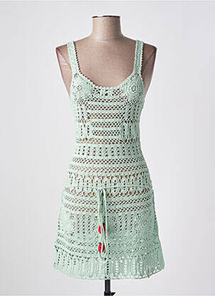 Robe mi-longue col rond fines bretelles vert KILLAH femme