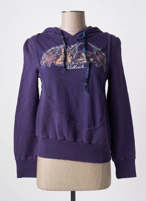 Sweat-shirt à capuche sérigraphie manches longues violet KILLAH femme