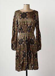Robe mi-longue coupe fluide manches longues vert LA FEE MARABOUTEE femme