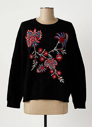Pull finition bords-côtes manches longues noir LA FEE MARABOUTEE femme