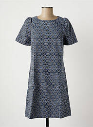 Robe mi-longue fermeture zippée au dos manches courtes bleu LA FEE MARABOUTEE femme