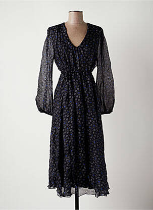 Robe mi-longue coupe fluide manches longues noir LA FEE MARABOUTEE femme