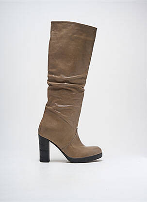 Bottes matière lisse talon de 7 à 9cm beige KEEP femme