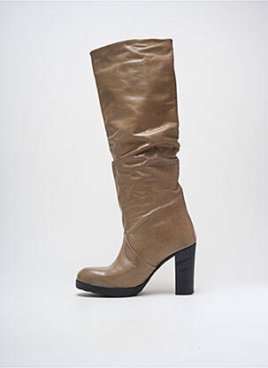 Bottes matière lisse talon de 7 à 9cm beige KEEP femme