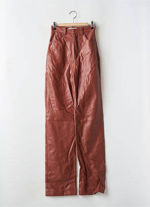 Pantalon droit fermeture zippée sous rabat avec crochet taille haute marron HOUSE OF CB LONDON femme